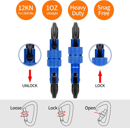 Carabiner Clips Heavy Duty 12Kn (2697 Lbs)-Lightweight Locking Carabiners for Camping, Hiking, Hammock, Dog Leash Harness, Outdoor and Gym Etc, Keychains& Utility
