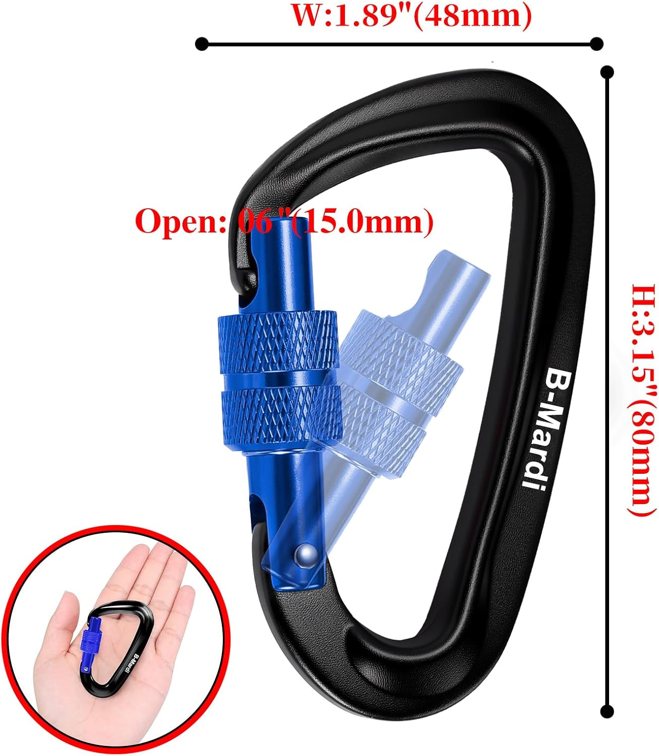 Carabiner Clips Heavy Duty 12Kn (2697 Lbs)-Lightweight Locking Carabiners for Camping, Hiking, Hammock, Dog Leash Harness, Outdoor and Gym Etc, Keychains& Utility