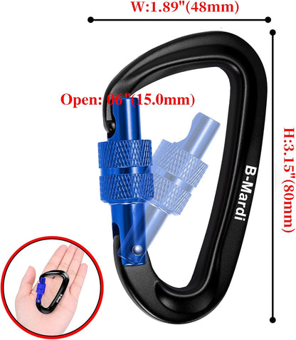 Carabiner Clips Heavy Duty 12Kn (2697 Lbs)-Lightweight Locking Carabiners for Camping, Hiking, Hammock, Dog Leash Harness, Outdoor and Gym Etc, Keychains& Utility